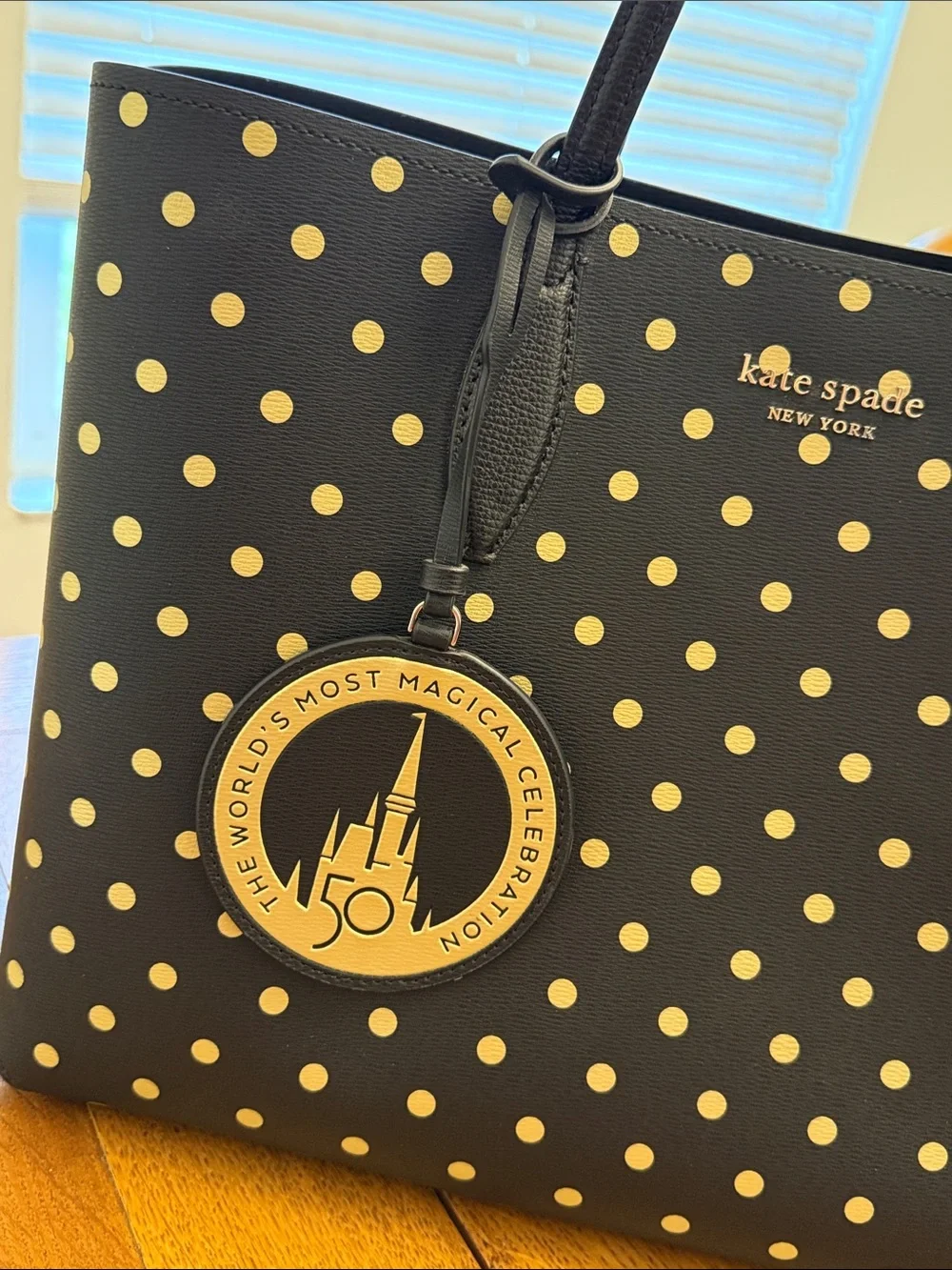 Kate Spade Disney Parks Walt Disney World‎ 50th Anniversary Tote Bag Black Gold